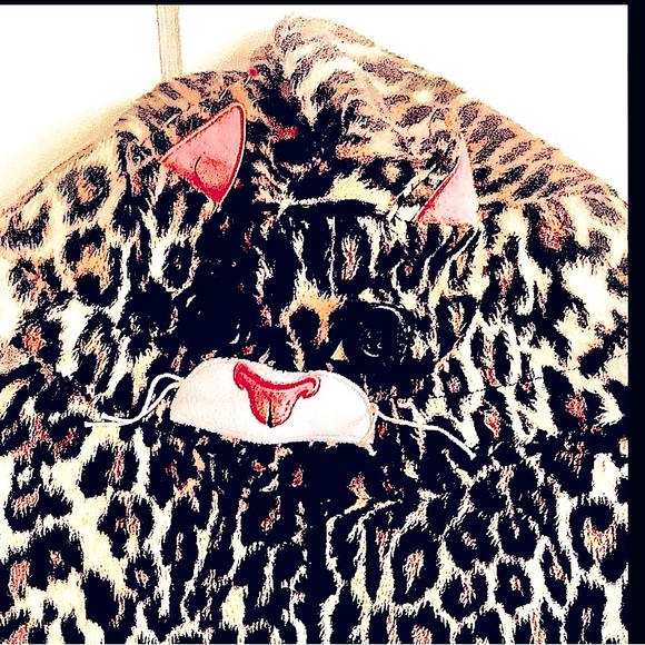 LEOPARD PRINT ONSIE PJ CAT FACE HOODIE PAJAMAS HALLOWEEN CAT SUIT  NEW  LADY S - Picture 4 of 6